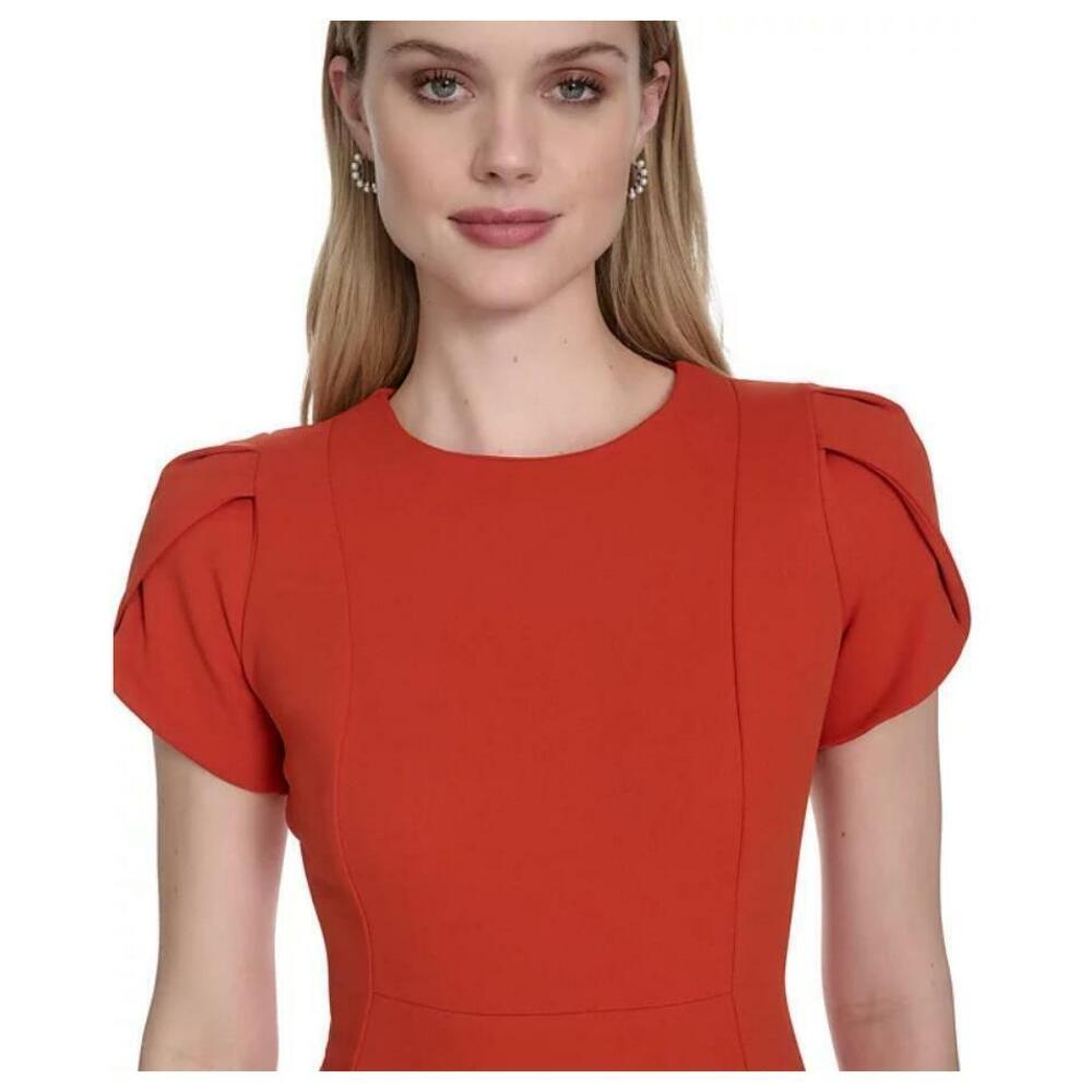Calvin Klein Orange Tulip-Sleeve Sheath Dress 10 - Picture 3 of 7